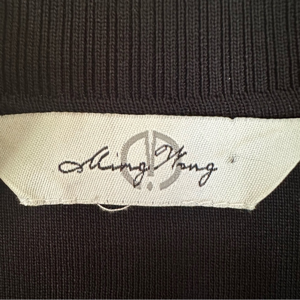 Ming Wang Women M Black Jacket Studded Long Sleeve Stretch Zip Slinky Luxury - Picture 2 of 5